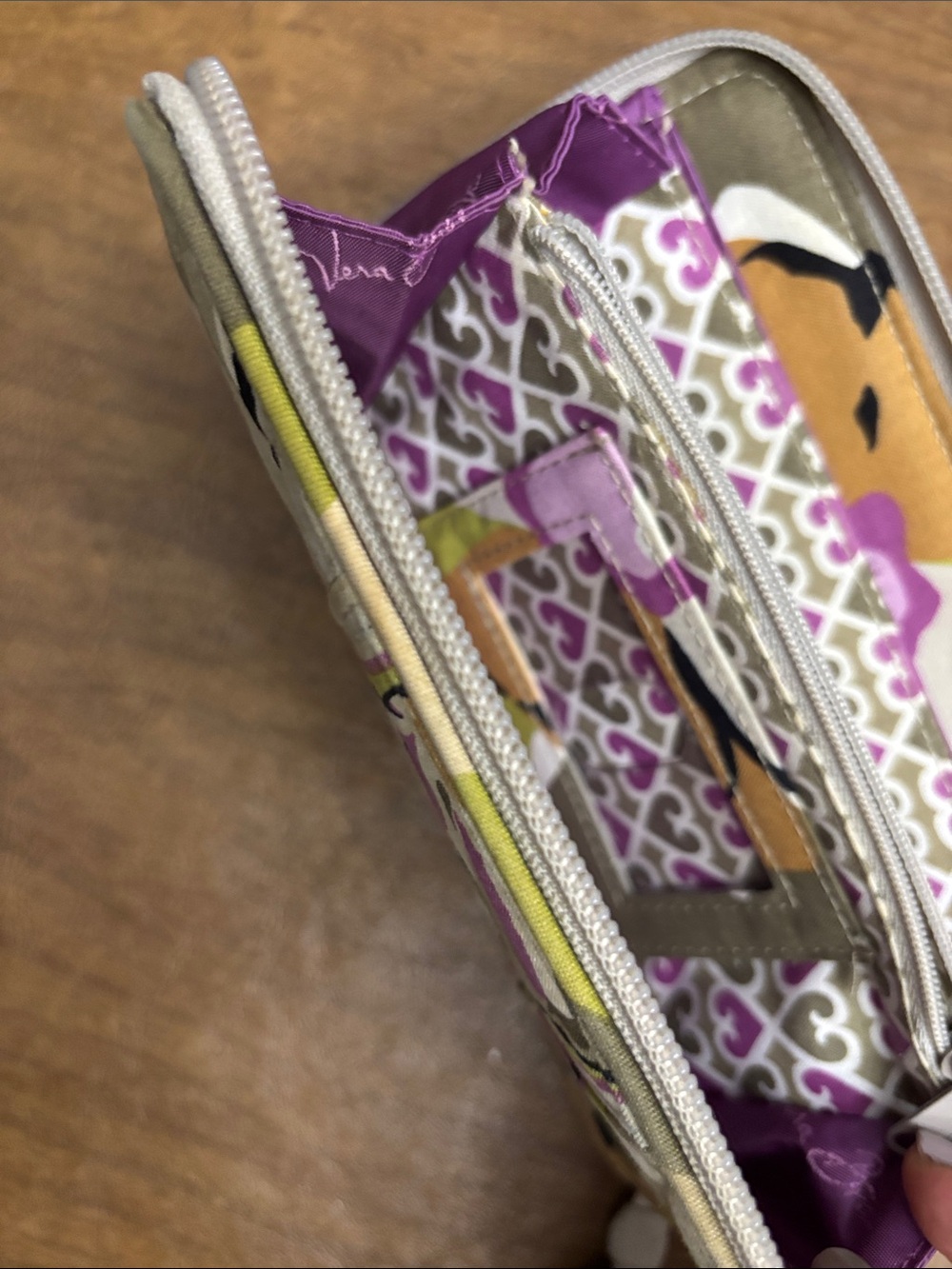 Vera Bradley Quilted Floral Zip-Around Wallet in Green and Pink - Picture 4 of 5